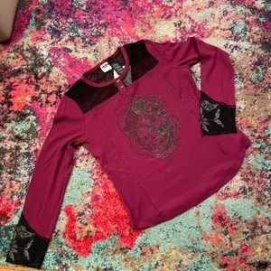 Harley Davidson Women’s LS Henley Lace Skull XL